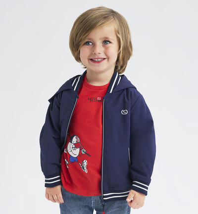 Boys' blue padded jacket with zip BLUE