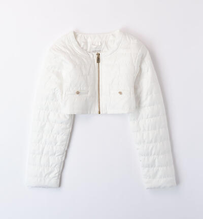Girls' short padded jacket CREAM