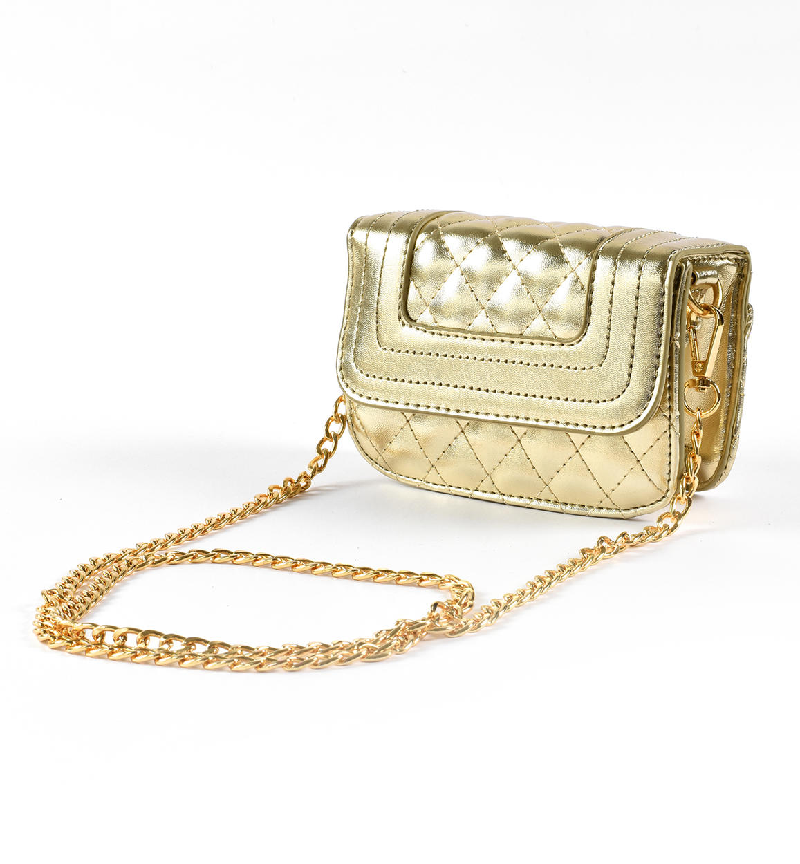Borsa trapuntata in pelle con catena - Mela D'oro