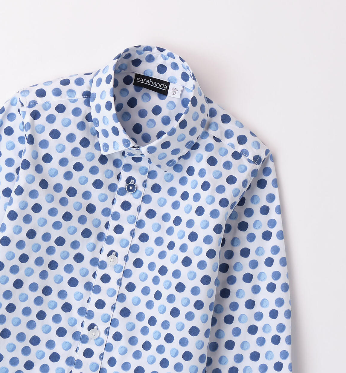 Blue and white polka dot shirt on sale