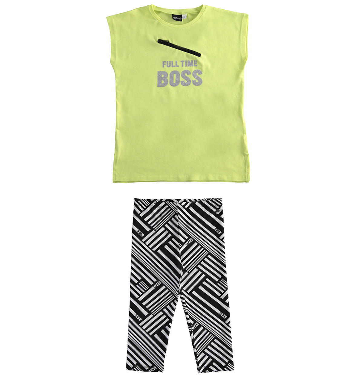 Completo bambina t-shirt con zip e leggings - Sarabanda