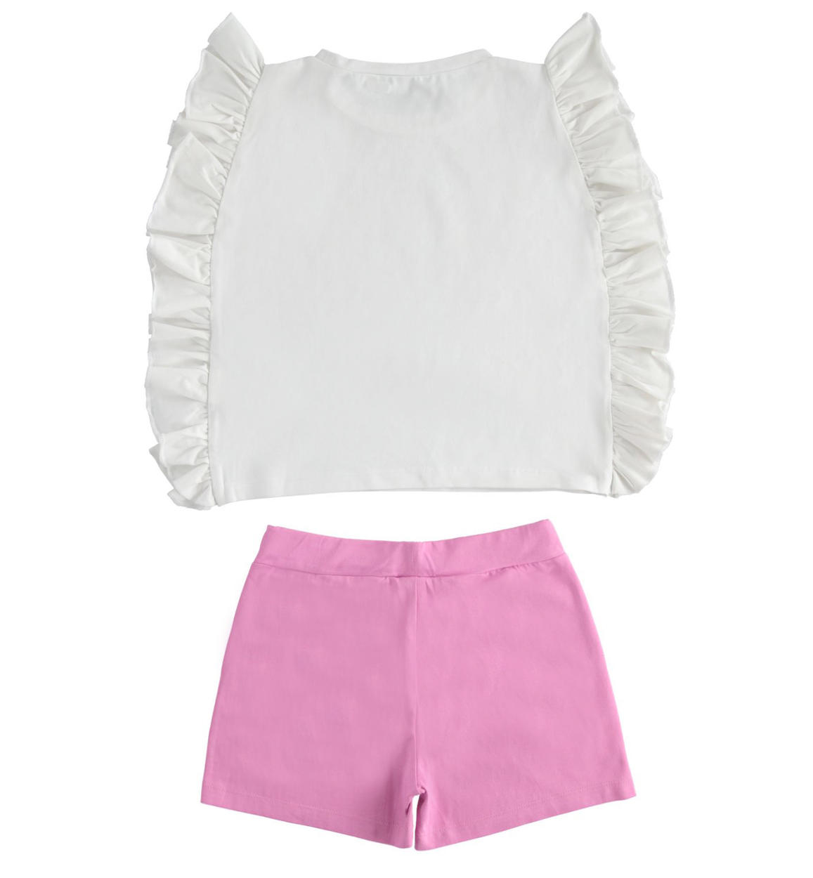 Completo bambina t-shirt stampa glitter e shorts - Sarabanda