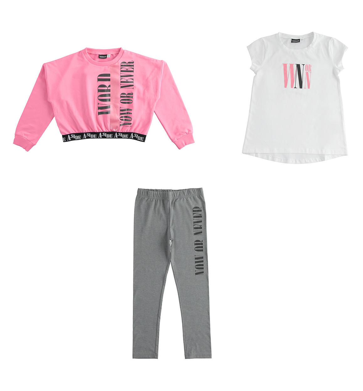 Completo tre pezzi per bambina: felpa, t-shirt e leggings - Sarabanda