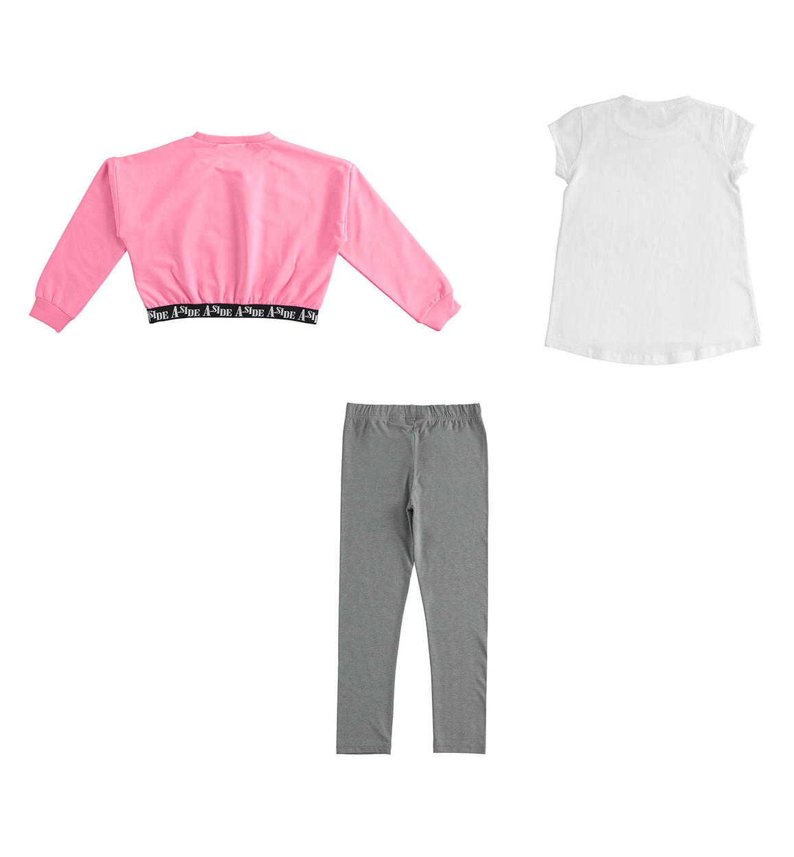 Completo tre pezzi per bambina: felpa, t-shirt e leggings - Sarabanda