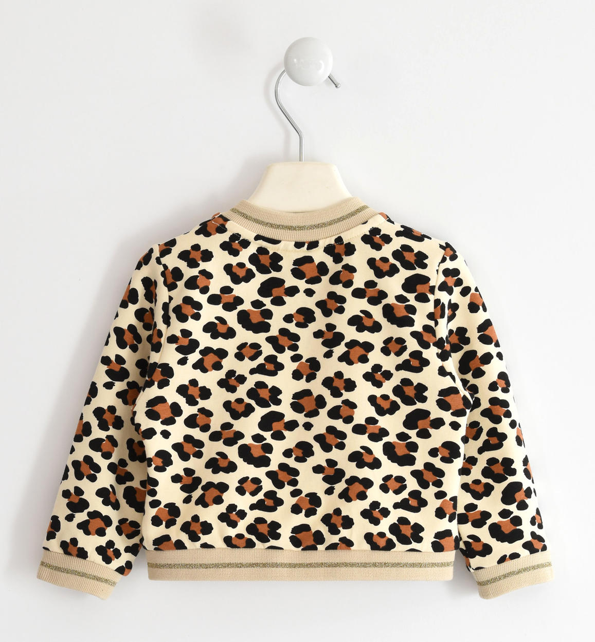 Felpa con zip fantasia animalier con paillettes - Sarabanda