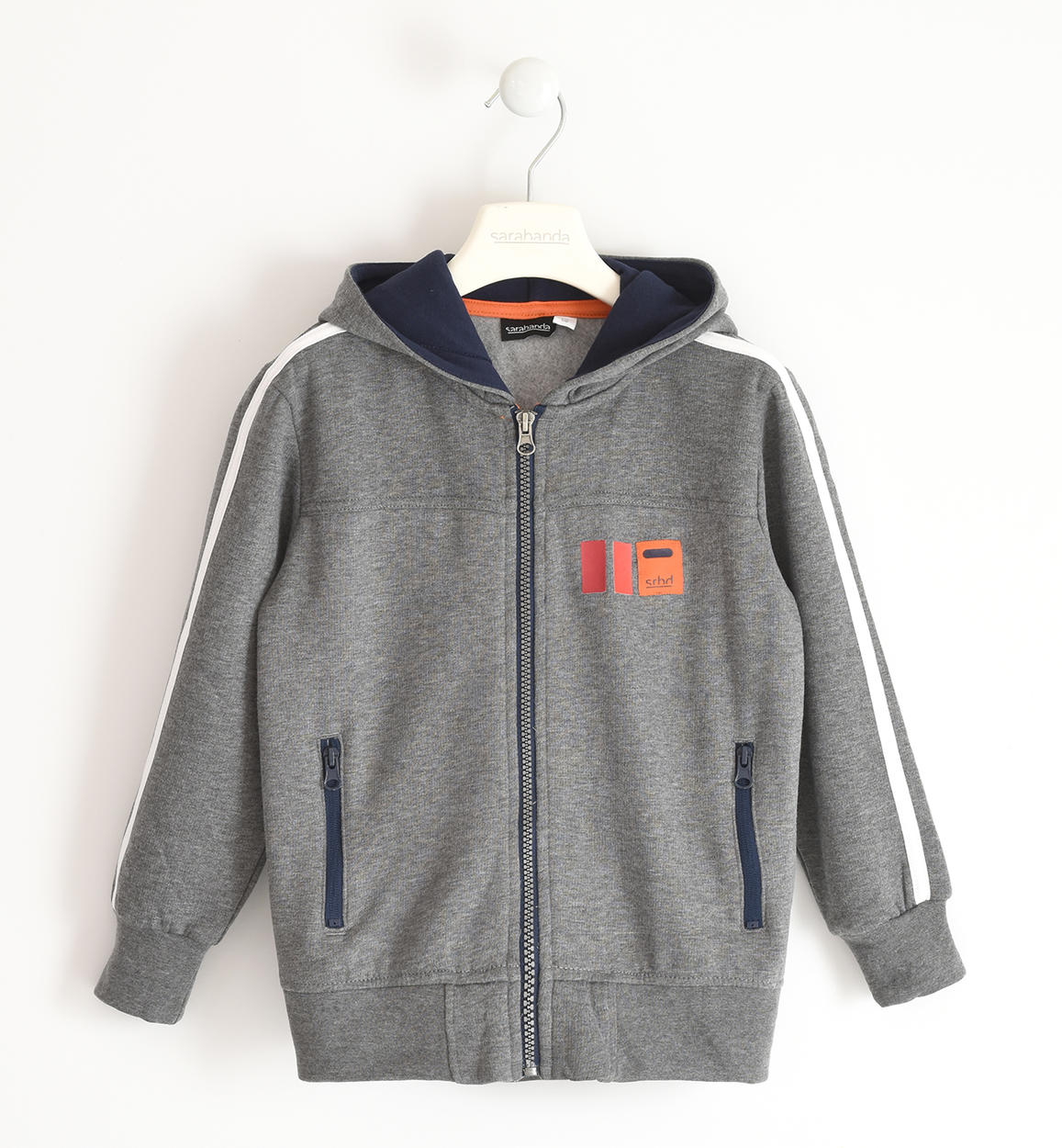 Felpa garzata con zip e cappuccio e dettaglio gradazione colore - Sarabanda