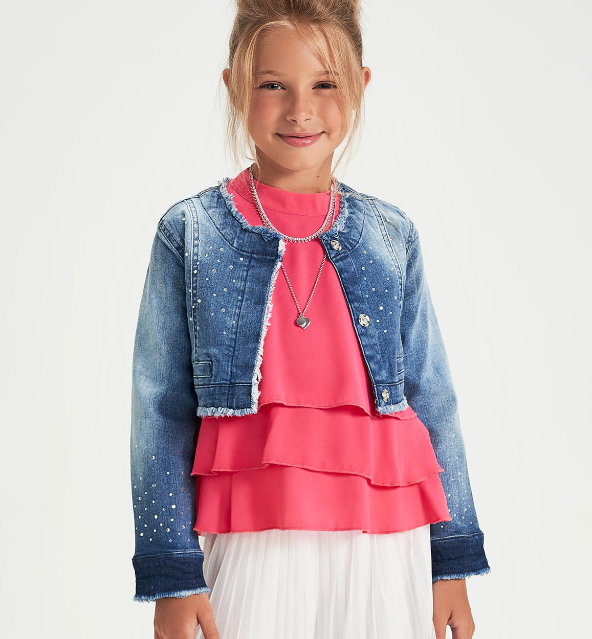 itfaiyeci Yarı iletken rüzgar giacca in jeans bambina - living-outloud.com
