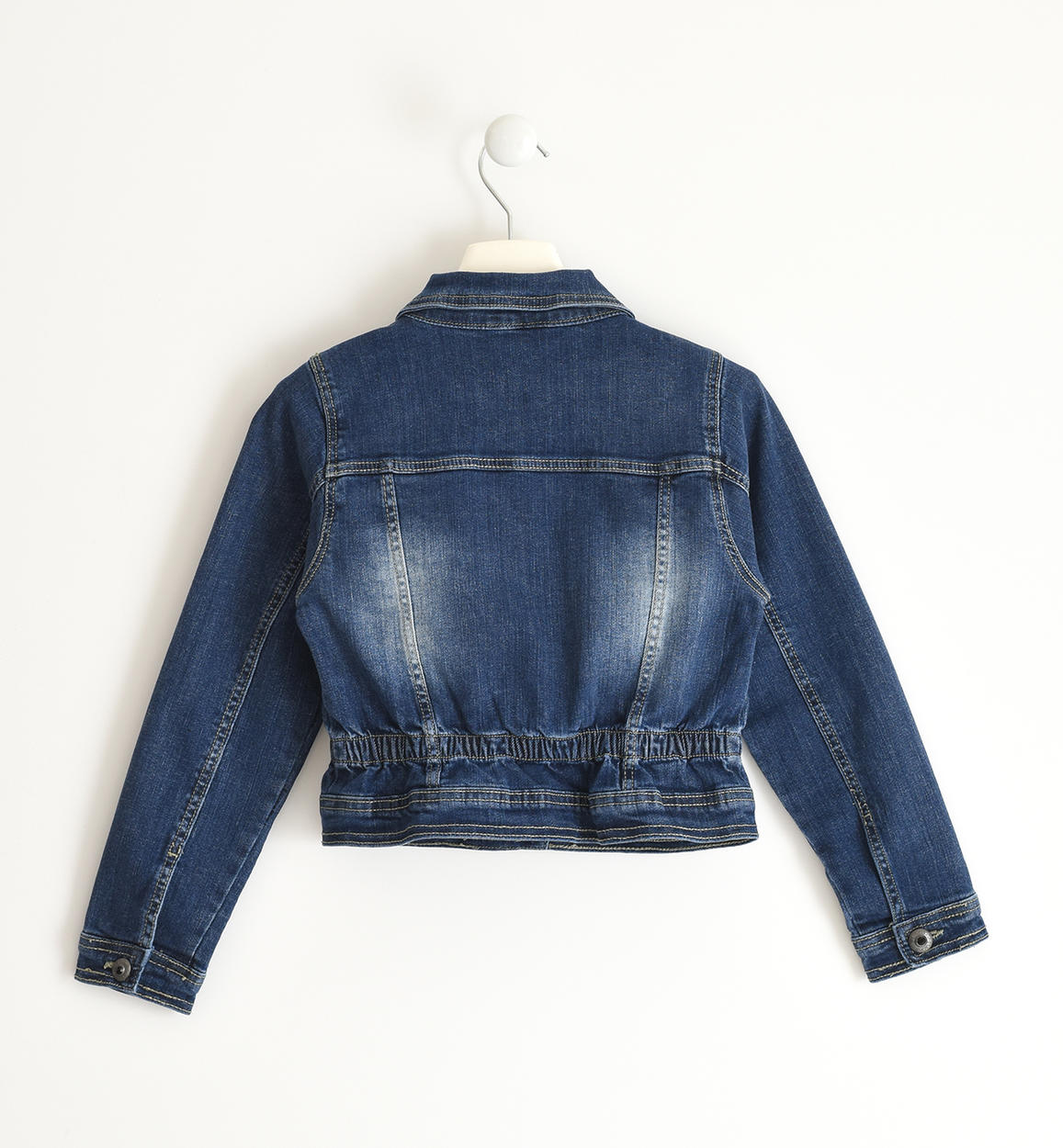 Giubbotto jeans bambina in denim con bottoni gioiello - Sarabanda