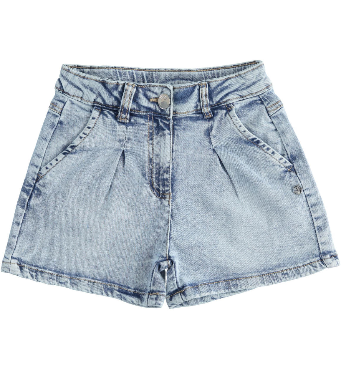 Pantaloncino in denim a vita alta per bambina - Sarabanda