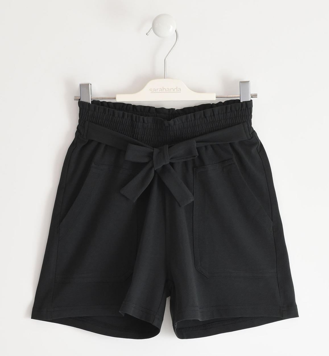 Shorts bambina con fiocco e maxi tasche - Sarabanda