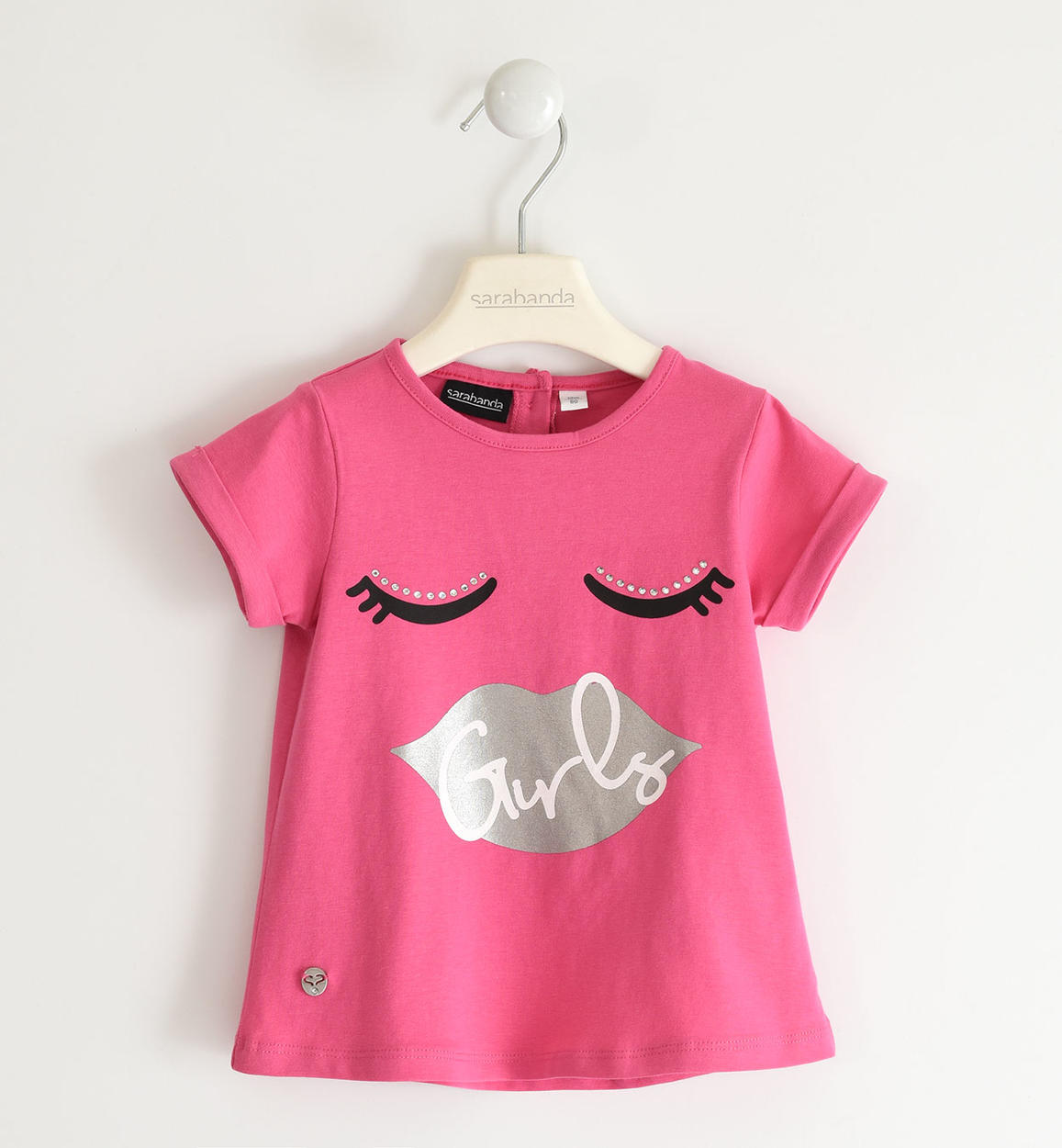 Disclaimer completo bambina T-shirt e shorts con strass bianco nero main image 1
