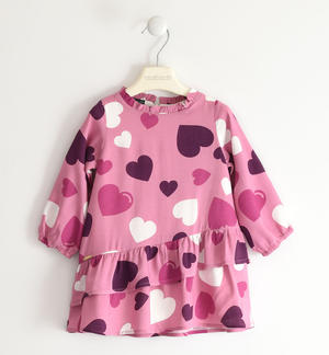 Girl's all-over hearts dress PINK