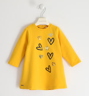 Girl's dress with hearts YELLOW