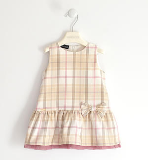 Girl's check-pattern, sleeveless dress PINK