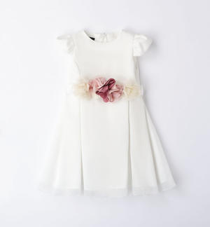 Girl's occasion wear dress with belt CREAM