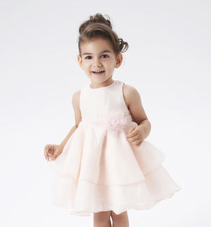 Girl's occasion wear dress with belt PINK
