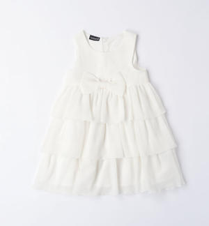 Girl's elegant dress with bow CREAM