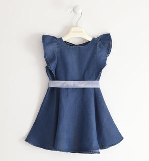 100% lyocell girl dress with sash BLUE