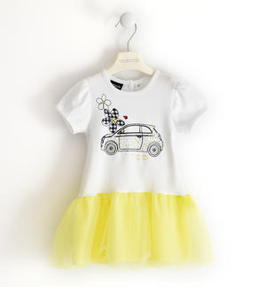 Fiat Nuova 500 organic cotton jersey dress for girls YELLOW