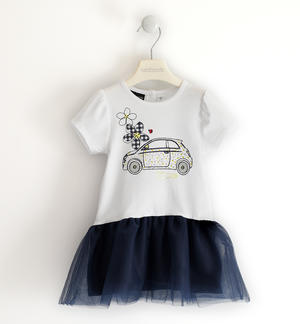 Fiat Nuova 500 organic cotton jersey dress for girls BLUE