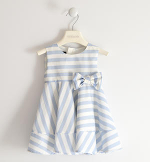 Sleeveless striped dress with bow LIGHT BLUE