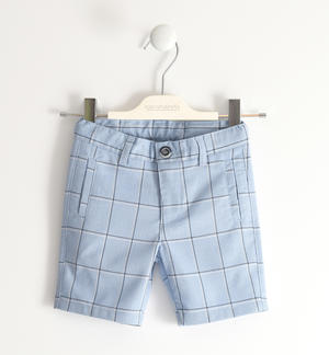 Elegant boy's Bermuda shorts with check pattern BLUE