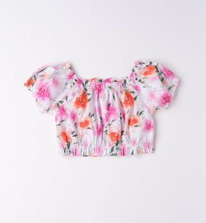 Camicia a fiori ragazza PANNA