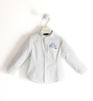 Micro patterned Korean shirt for boys with pocket handkerchief