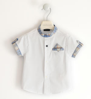 Short-sleeved boy's shirt with contrasting details WHITE