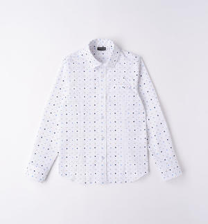 Boys' long-sleeved shirt with pocket square WHITE