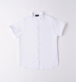 Boys' short-sleeved 100% linen shirt