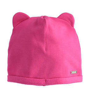 Girl's hat with ears appliques FUCHSIA