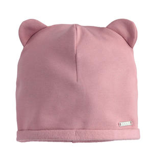 Girl's hat with ears appliques PINK