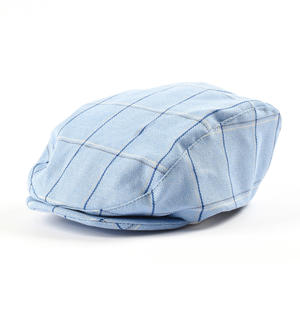Flat cap for boys with check pattern BLUE