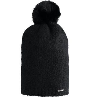 Girl's hat with pompom BLACK