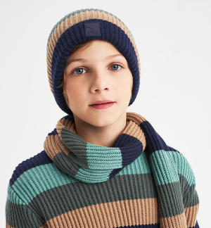 Boy's striped knit hat BLACK