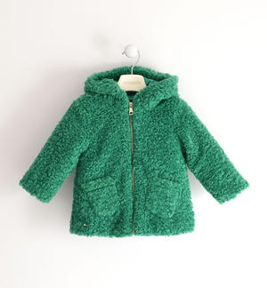 Girl's Teddy coat with hood GREEN