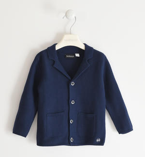 100% cotton cardigan for boys with pockets BLUE
