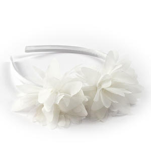 Hairband for girls with tulle and chiffon flowers CREAM