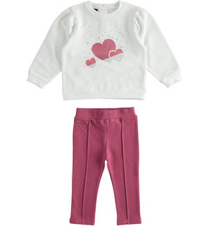 Girl's outfit with glitter hearts RED