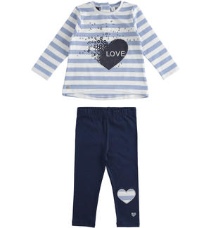 Little girl outfit with maxi t-shirt and leggings BLUE