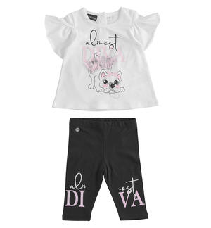 T-shirt and leggings outfit for girls WHITE