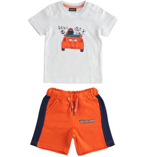 Fiat Nuova 500 100% organic cotton t-shirt and shorts set for boys WHITE