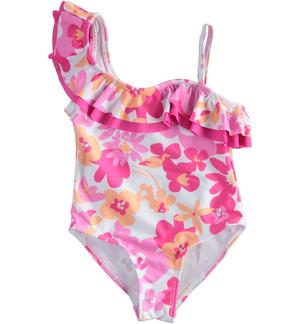 Floral one-piece swimsuit for girls FUCHSIA