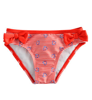 Beach briefs for girl with hearts and bows RED
