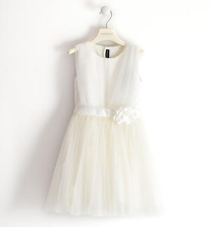 Elegant tulle sleeveless dress for girls CREAM
