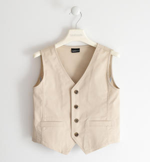 Elegant baby vest in solid colour twill BEIGE