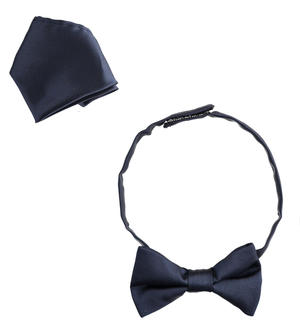 Elegant kit for boys made up of pocket square handkerchief and bow tie 