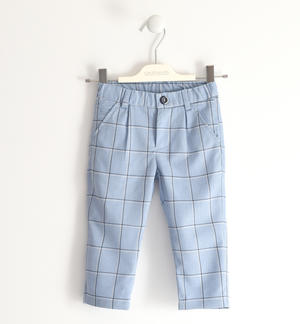 Check patterned elegant trousers for boys BLUE