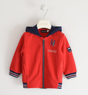100% cotton fleece boy hooded sweatshirt RED